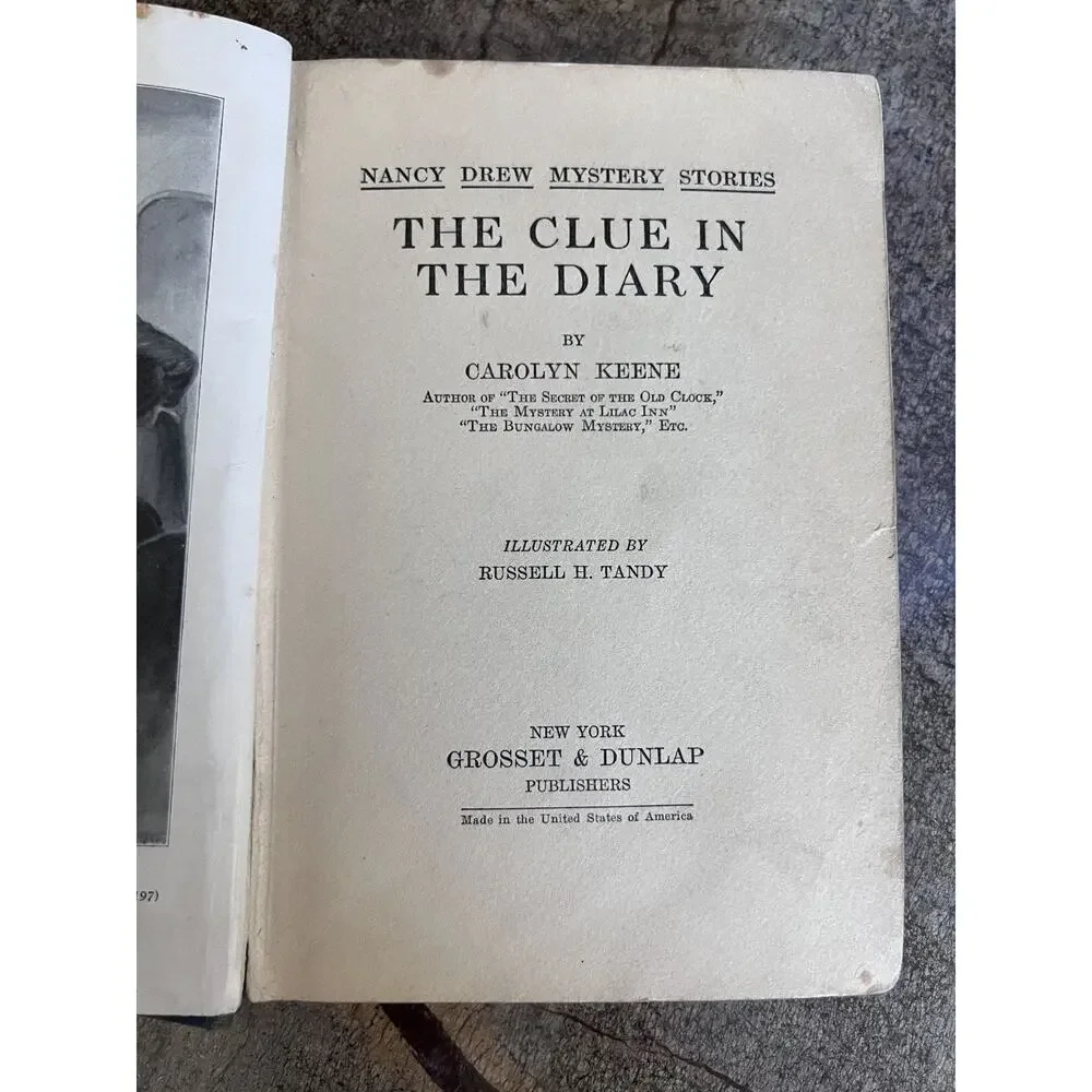 The Clue in the Diary Carolyn Keene 1932 First Printing Nancy Drew Mystery